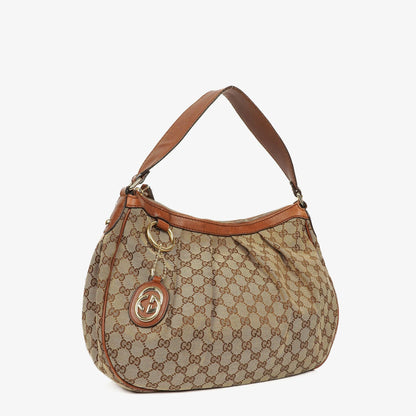 Gucci Sukey Hobo-Tasche Medium aus beigem GG Canvas
