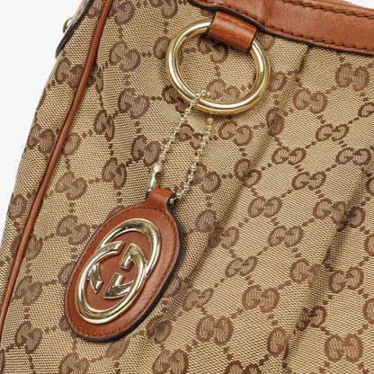 Gucci Sukey Hobo-Tasche Medium aus beigem GG Canvas