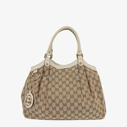 Gucci Sukey Medium Hobo-Tasche aus beigem GG Canvas