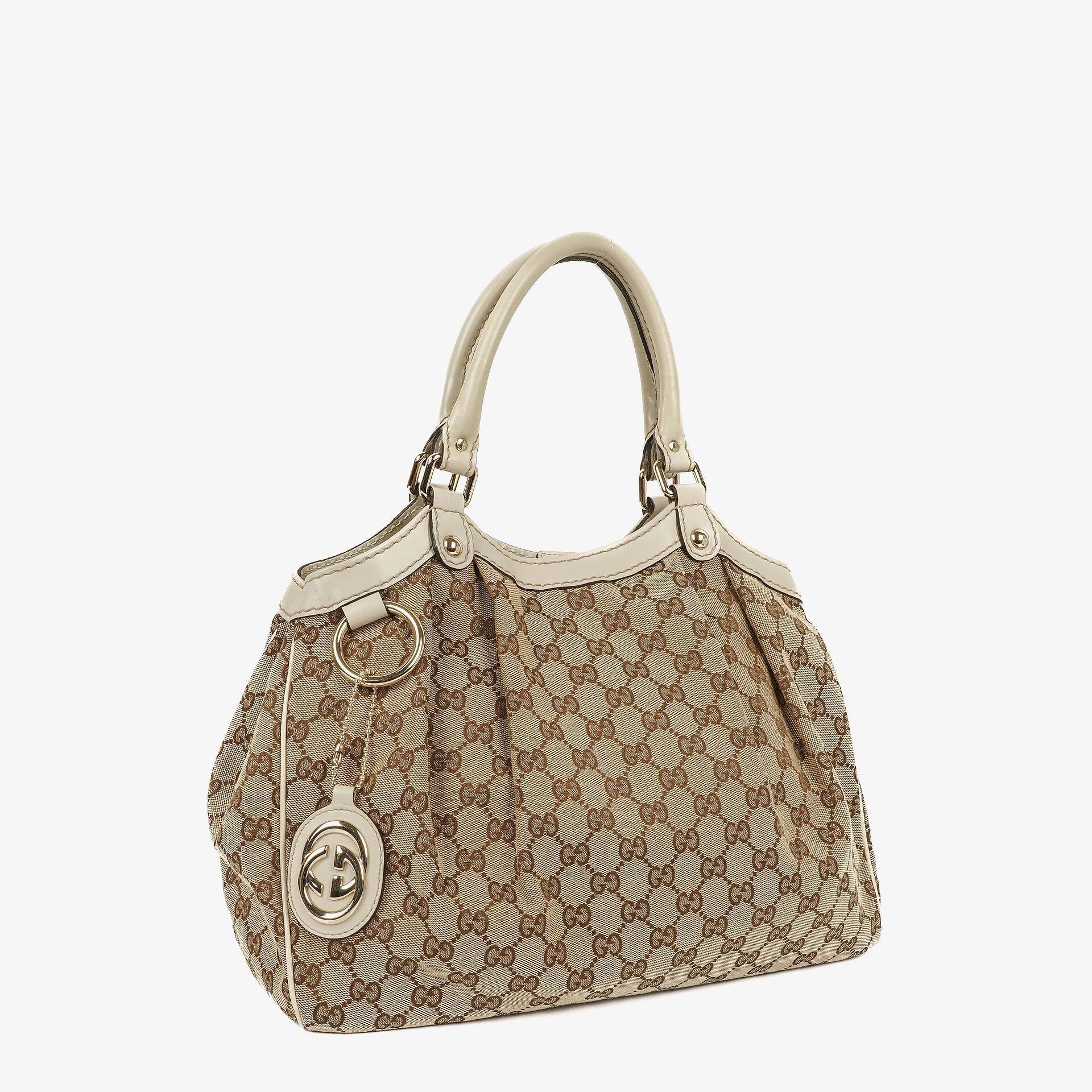 Gucci Sukey Medium Hobo-Tasche aus beigem GG Canvas