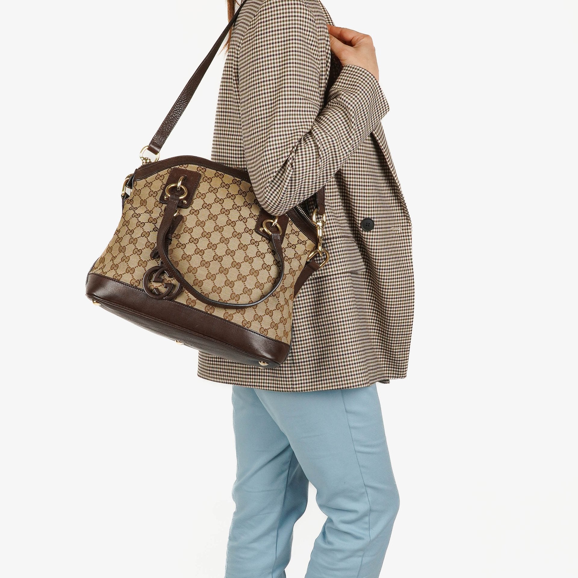 Gucci Top Handle Tasche aus braunem Monogramm-Canvas