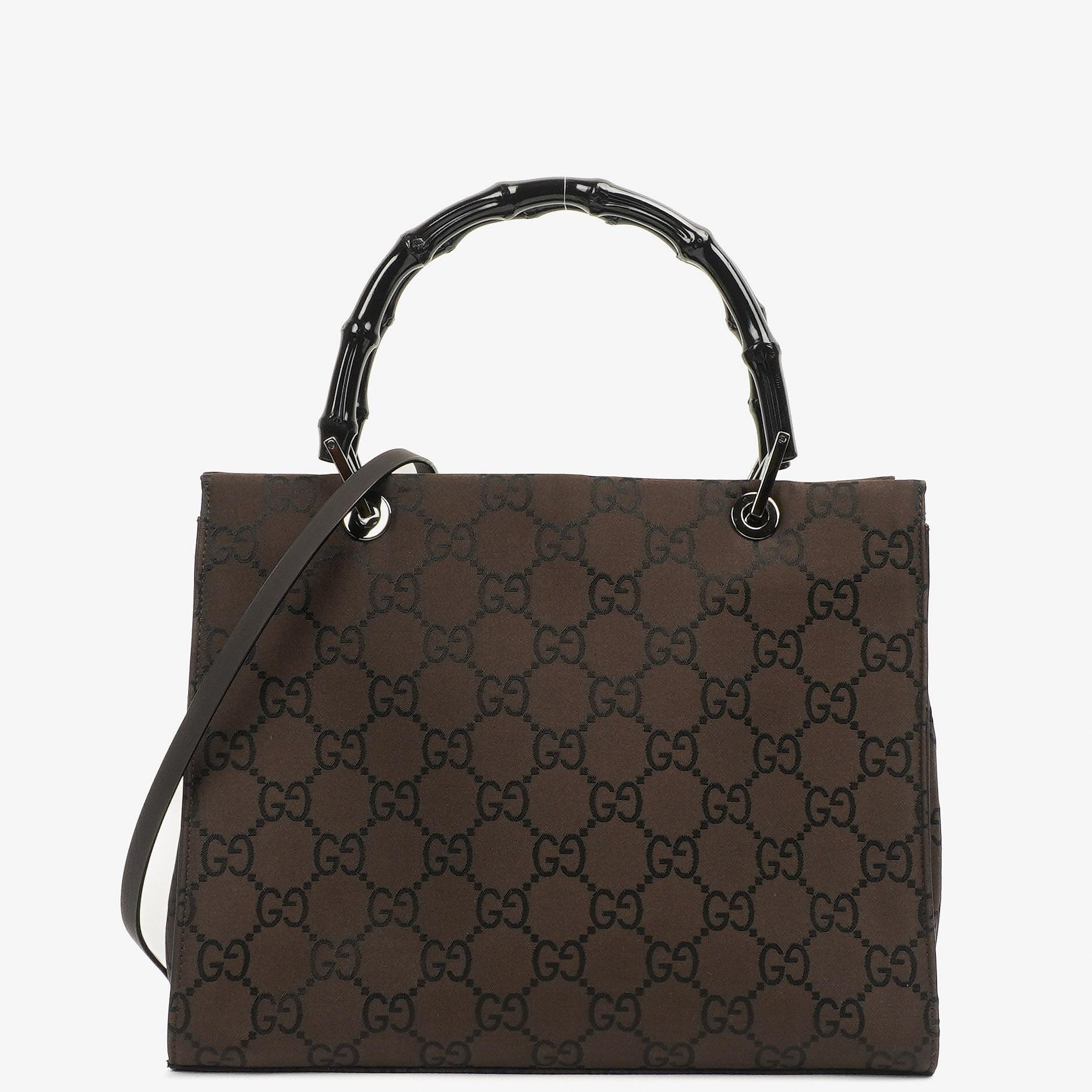 Gucci Vintage Bambusbraune GG Canvas Tote Tasche