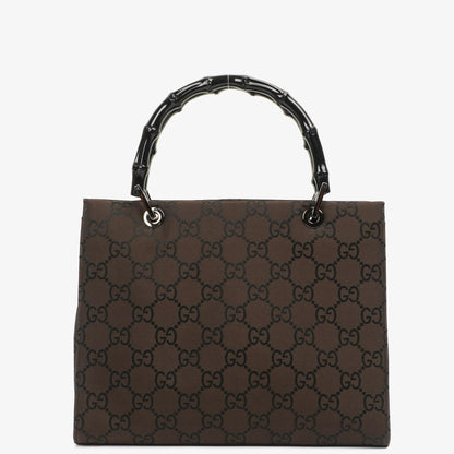 Gucci Vintage Bambusbraune GG Canvas Tote Tasche