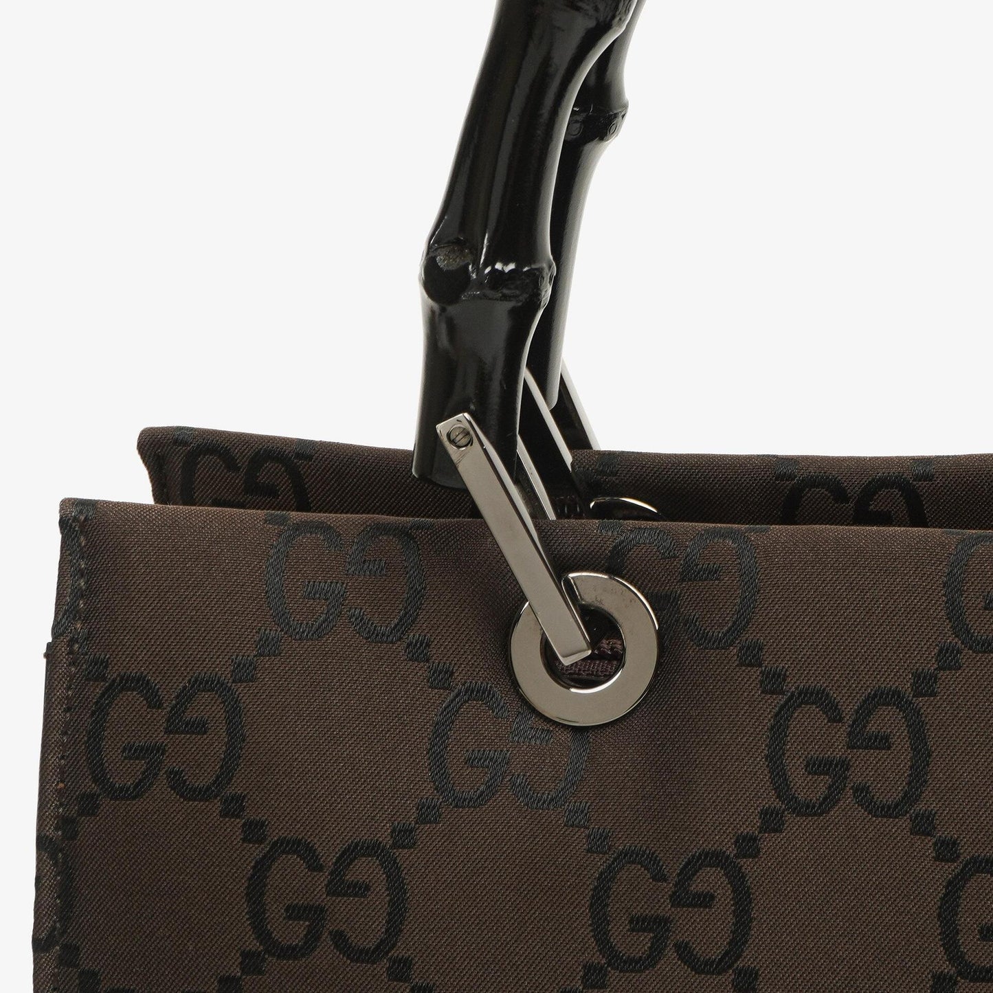 Gucci Vintage Bambusbraune GG Canvas Tote Tasche
