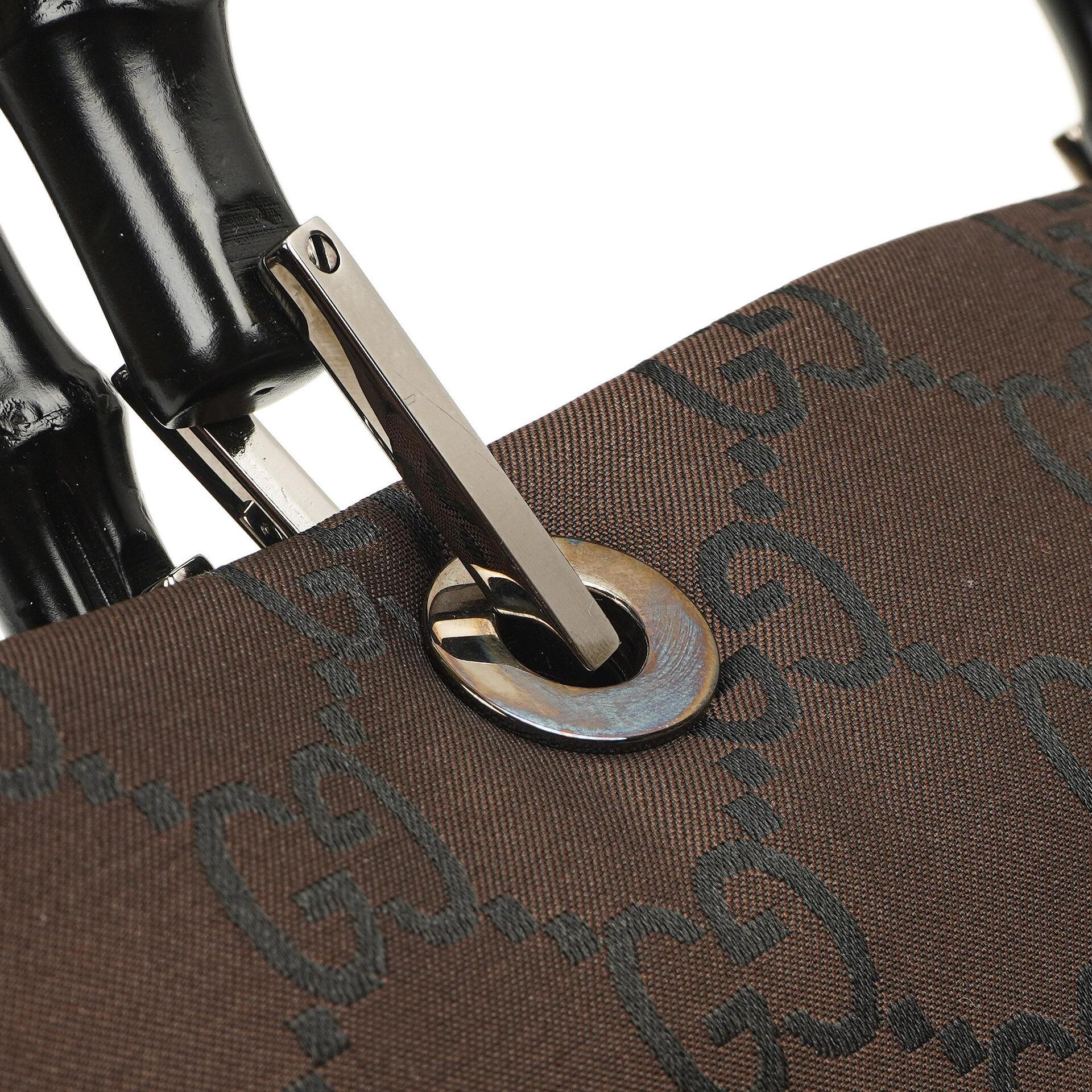 Gucci Vintage Bambusbraune GG Canvas Tote Tasche