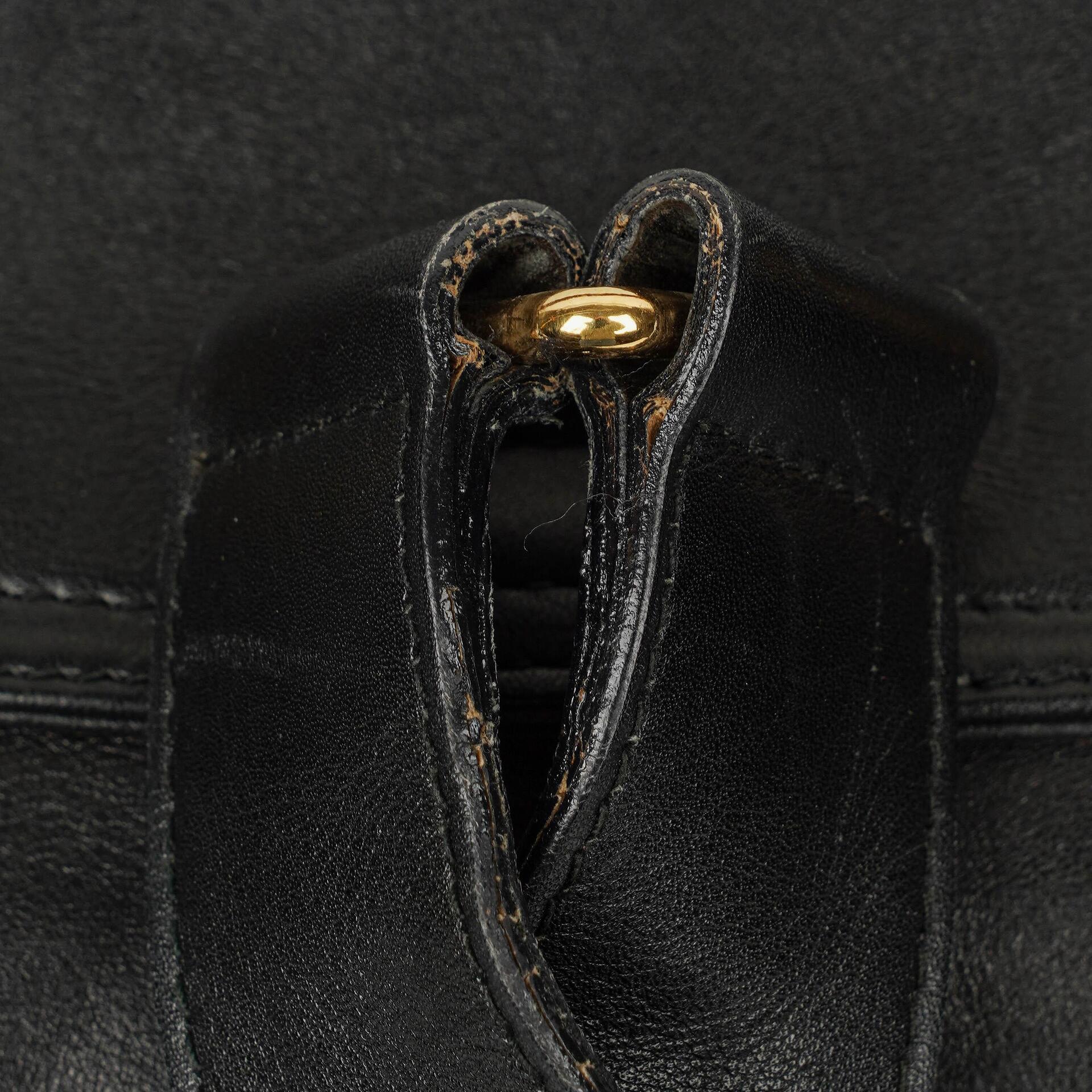 Gucci Vintage Bamboo Rucksack aus schwarzem Leder