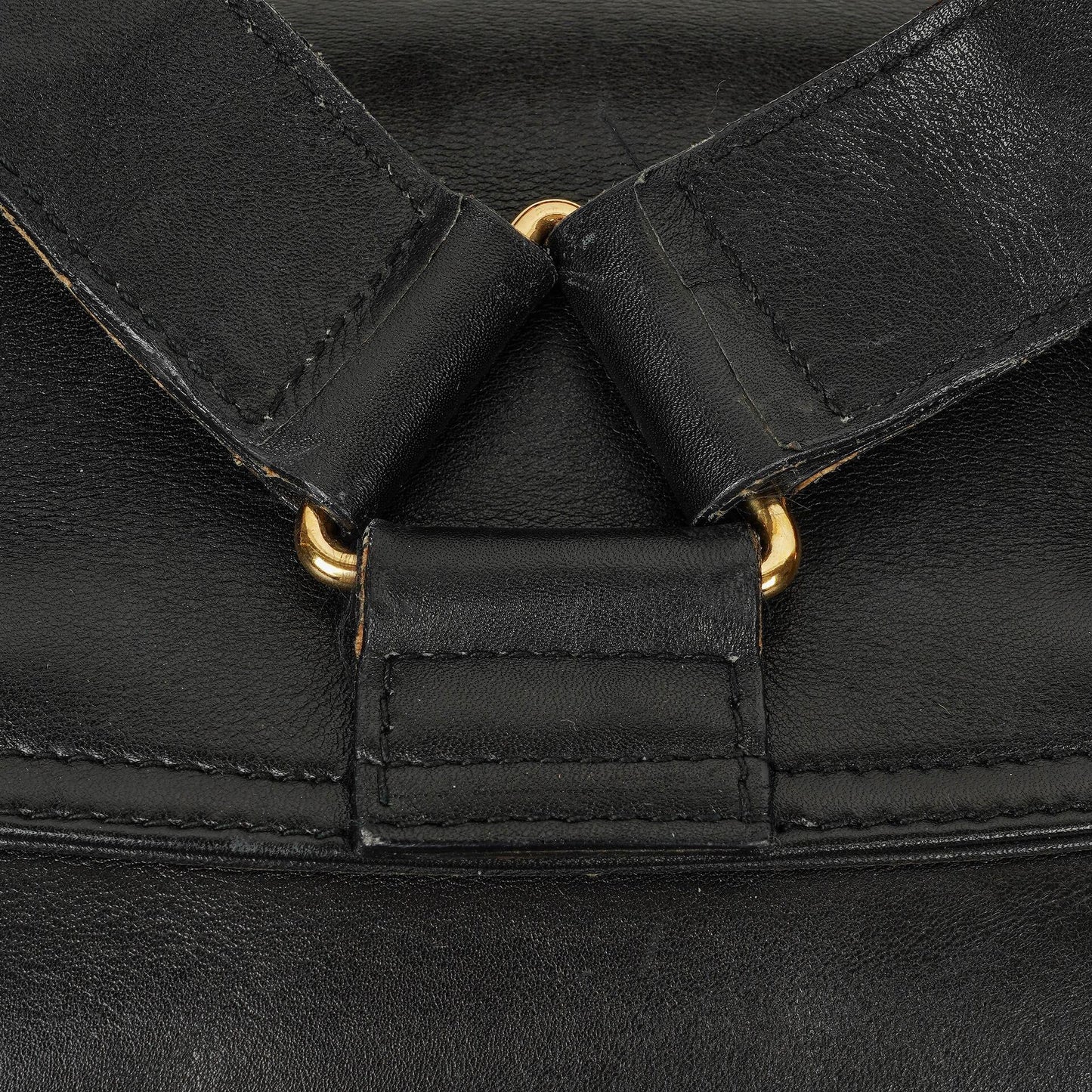 Gucci Vintage Bamboo Rucksack aus schwarzem Leder
