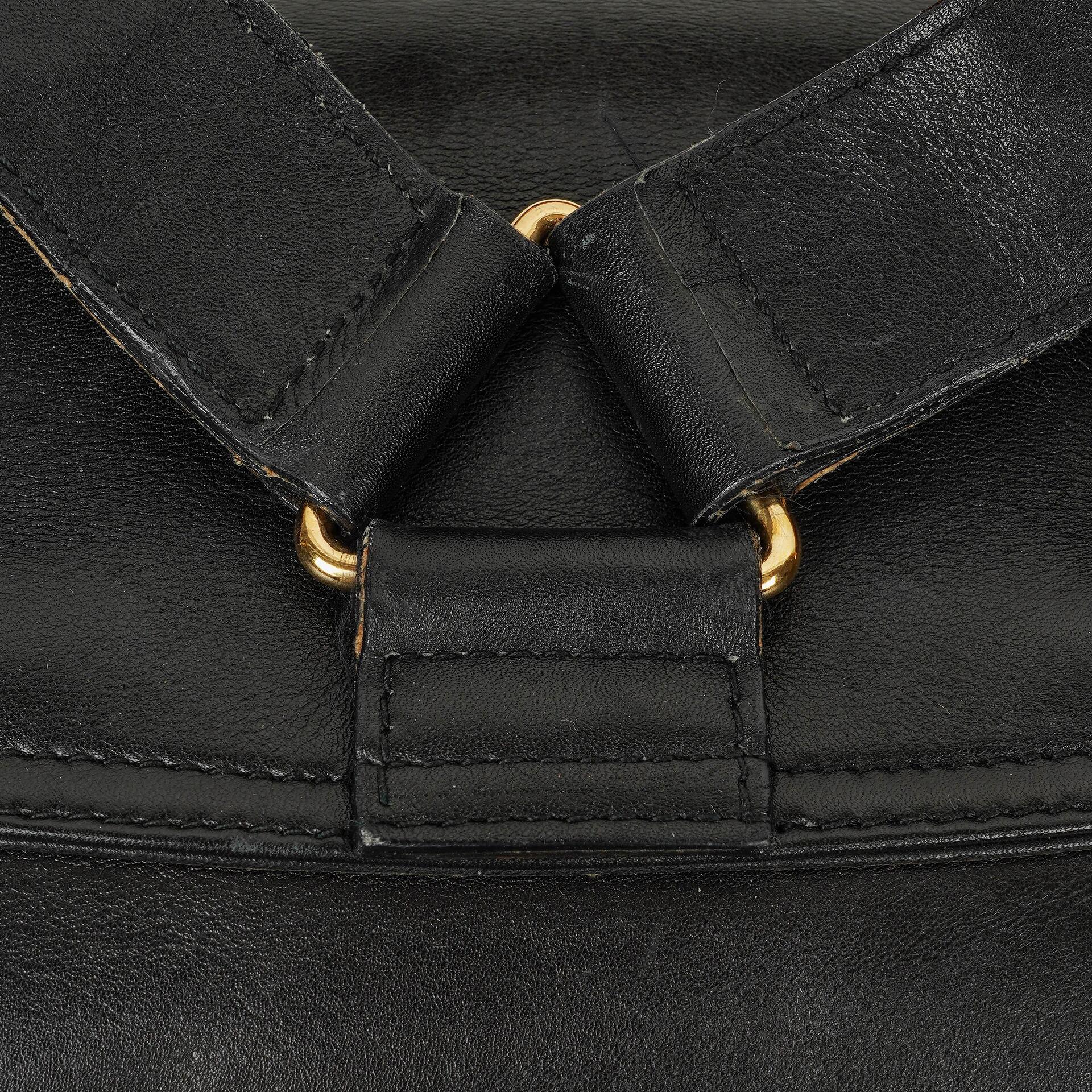 Gucci Vintage Bamboo Rucksack aus schwarzem Leder