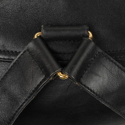 Gucci Vintage Bamboo Rucksack aus schwarzem Leder