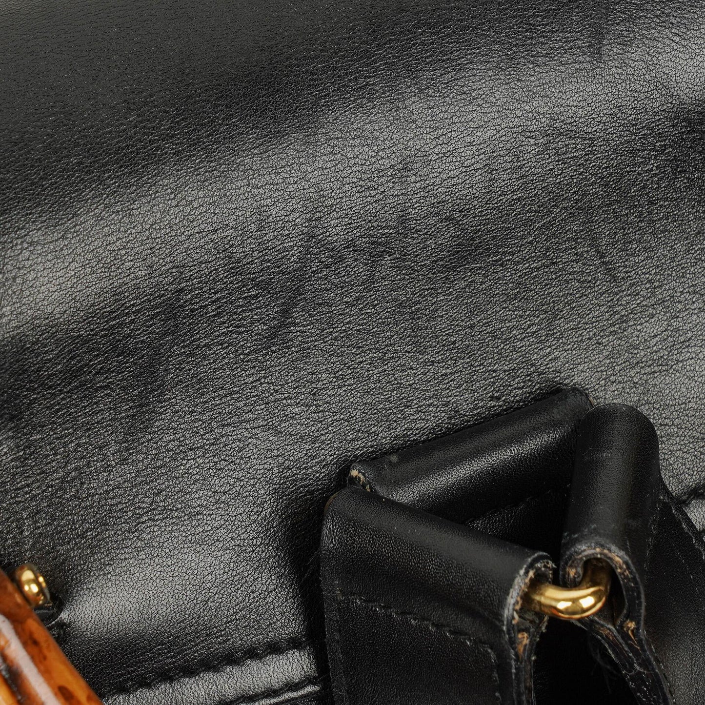Gucci Vintage Bamboo Rucksack aus schwarzem Leder