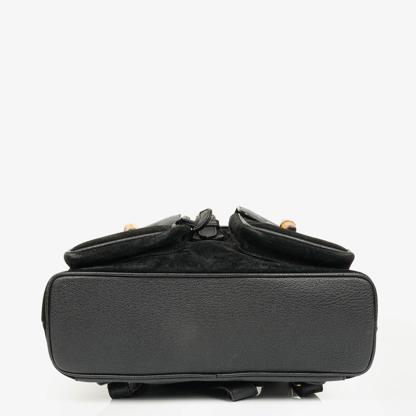 Gucci Vintage Rucksack aus schwarzem Wildleder und Bambus