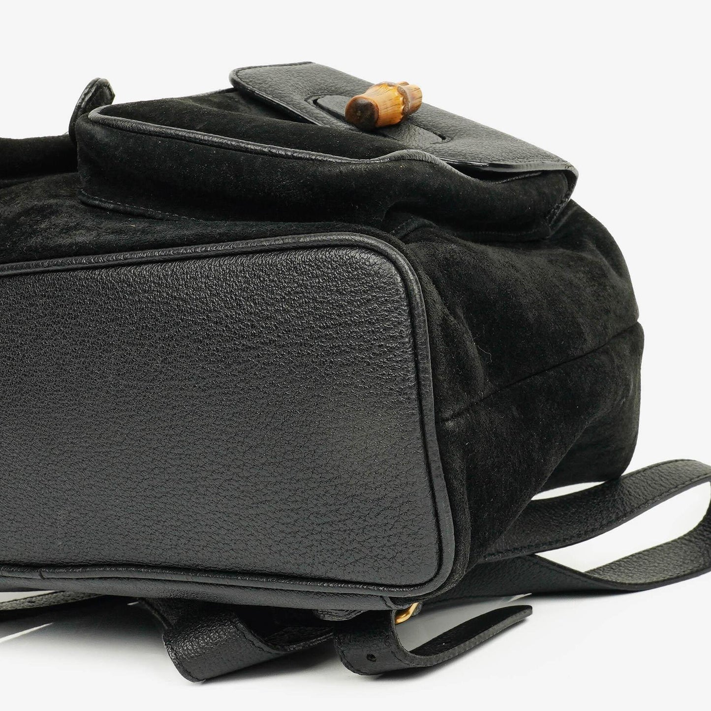 Gucci Vintage Rucksack aus schwarzem Wildleder und Bambus