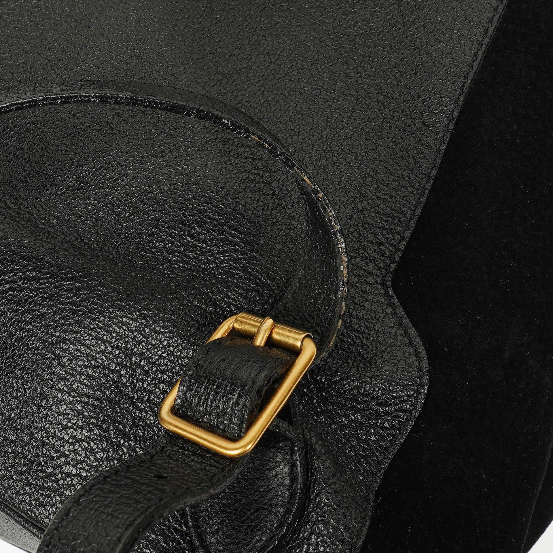 Gucci Vintage Rucksack aus schwarzem Wildleder und Bambus