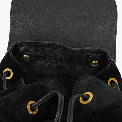 Gucci Vintage Rucksack aus schwarzem Wildleder und Bambus