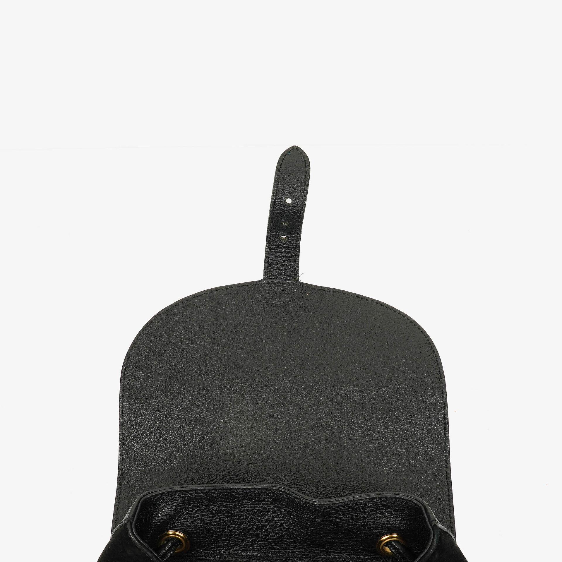 Gucci Vintage Rucksack aus schwarzem Wildleder und Bambus