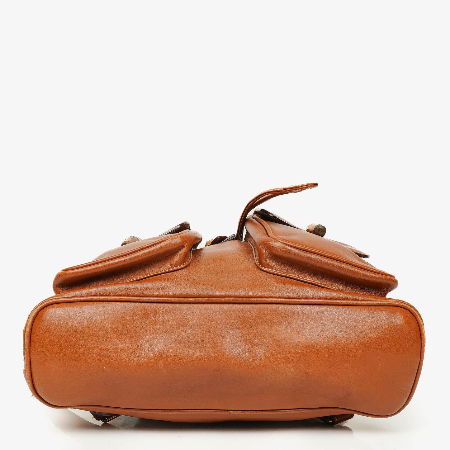 Gucci Vintage Rucksack aus braunem Leder mit Bambus