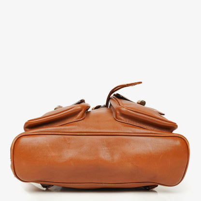 Gucci Vintage Rucksack aus braunem Leder mit Bambus
