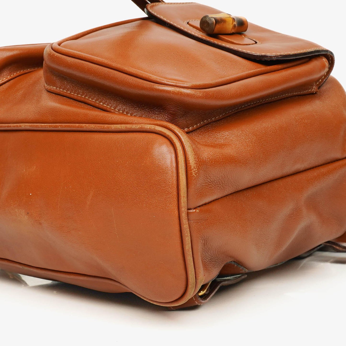 Gucci Vintage Rucksack aus braunem Leder mit Bambus