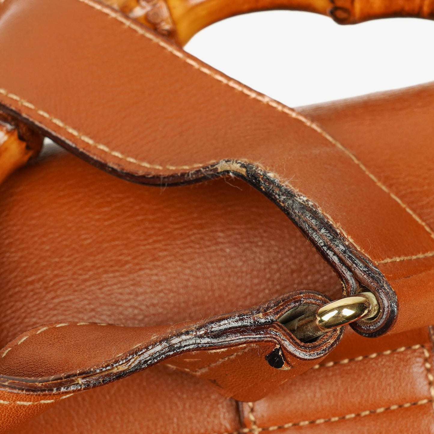 Gucci Vintage Rucksack aus braunem Leder mit Bambus