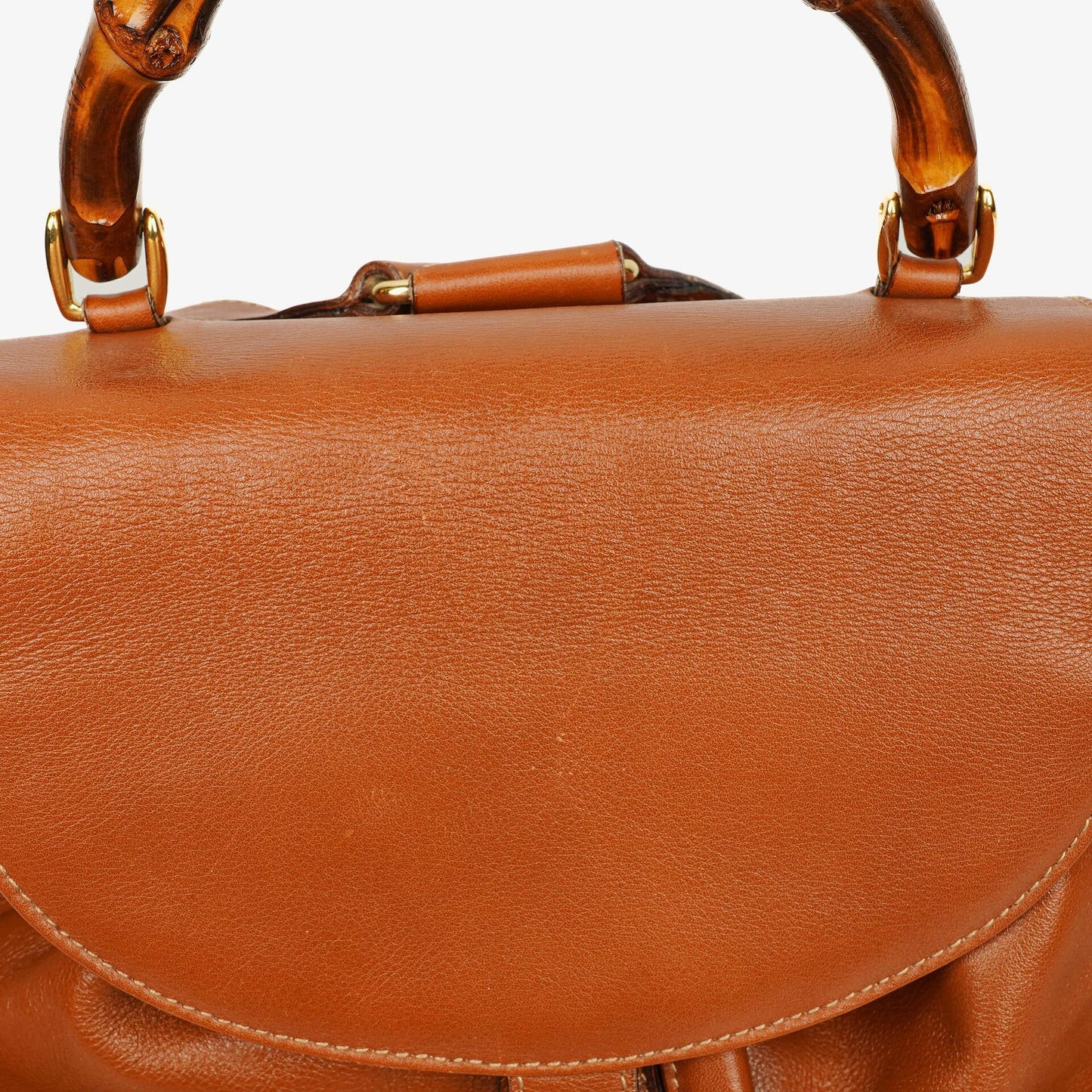 Gucci Vintage Rucksack aus braunem Leder mit Bambus
