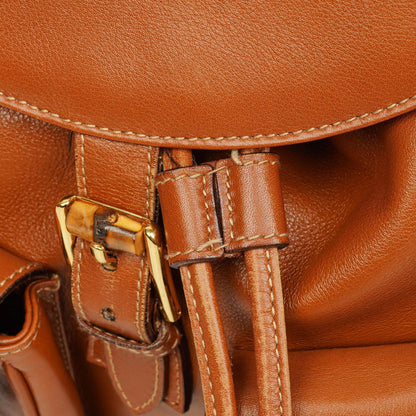 Gucci Vintage Rucksack aus braunem Leder mit Bambus