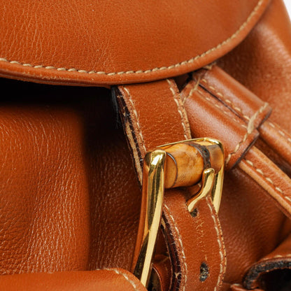 Gucci Vintage Rucksack aus braunem Leder mit Bambus