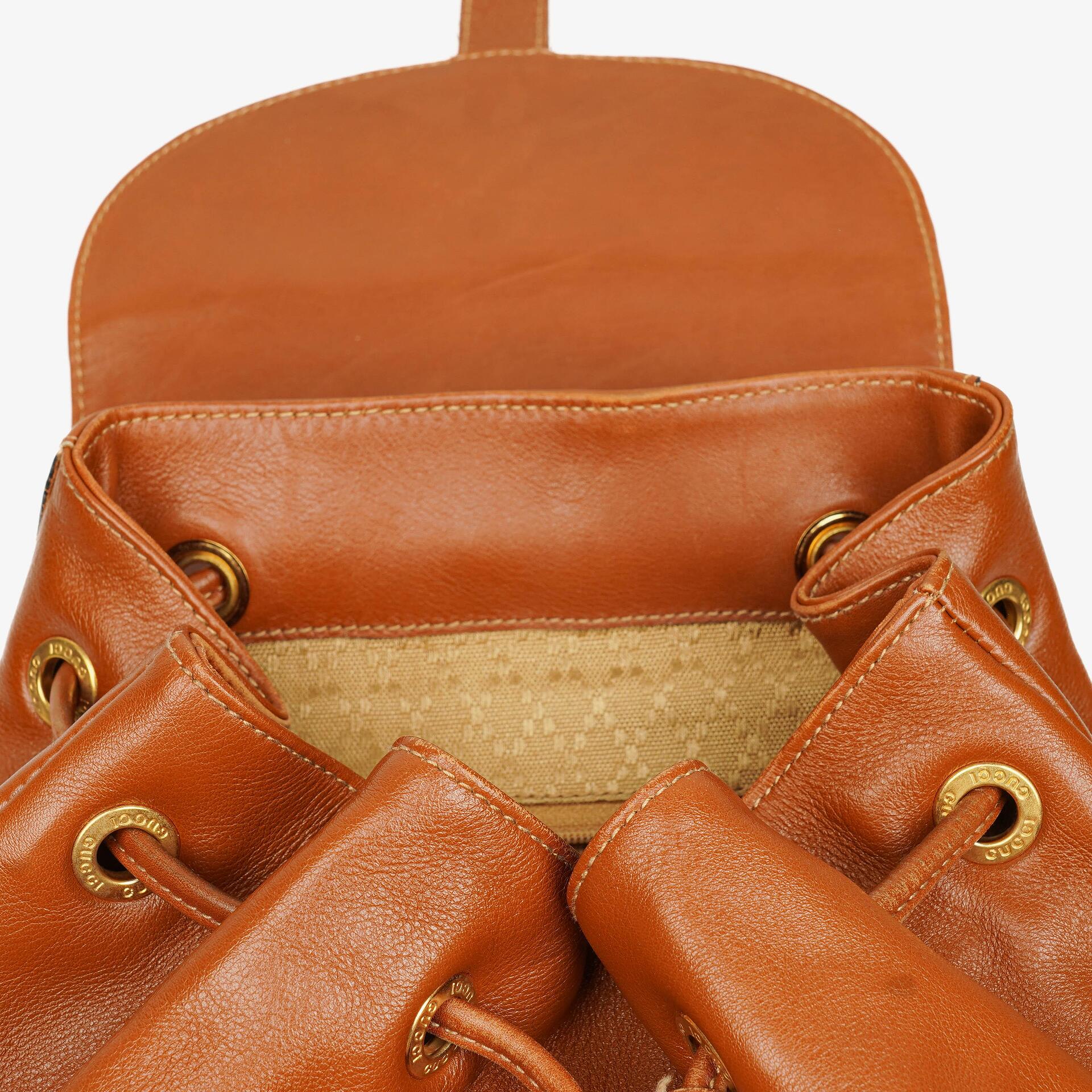 Gucci Vintage Rucksack aus braunem Leder mit Bambus