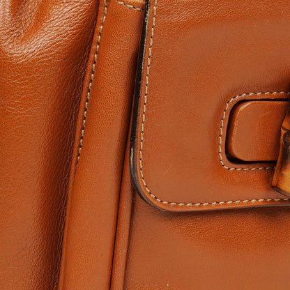 Gucci Vintage Rucksack aus braunem Leder mit Bambus