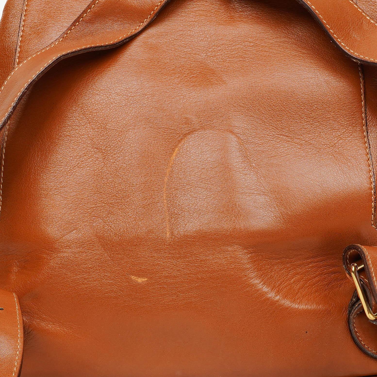 Gucci Vintage Rucksack aus braunem Leder mit Bambus