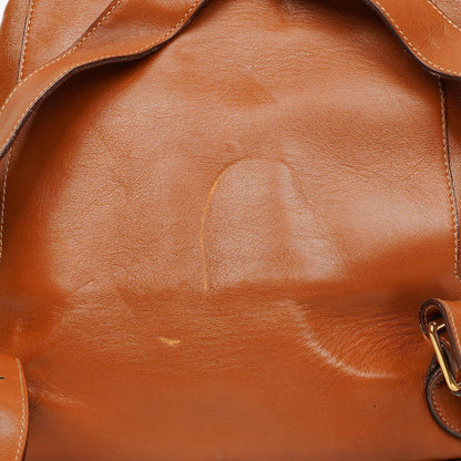 Gucci Vintage Rucksack aus braunem Leder mit Bambus