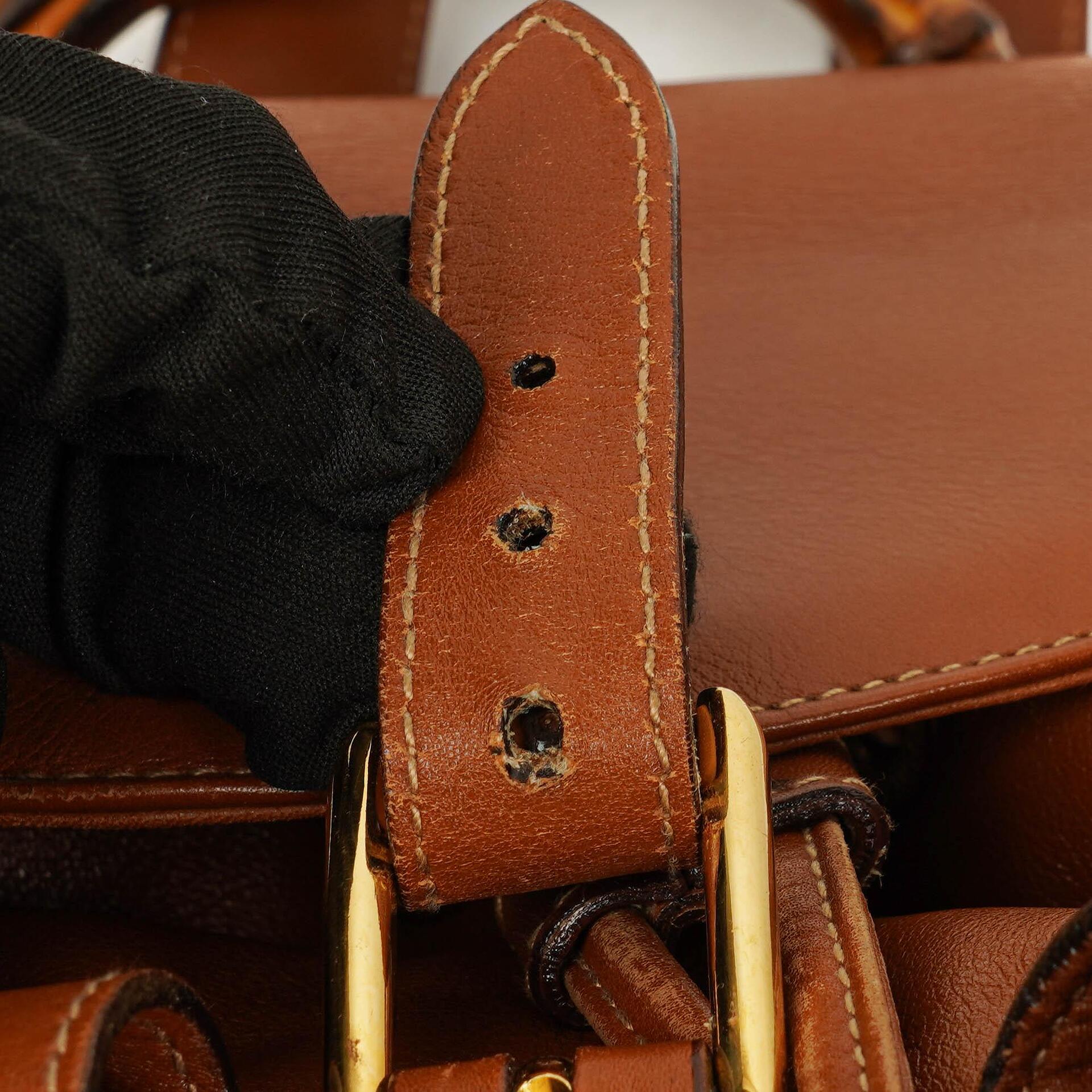 Gucci Vintage Rucksack aus braunem Leder mit Bambus
