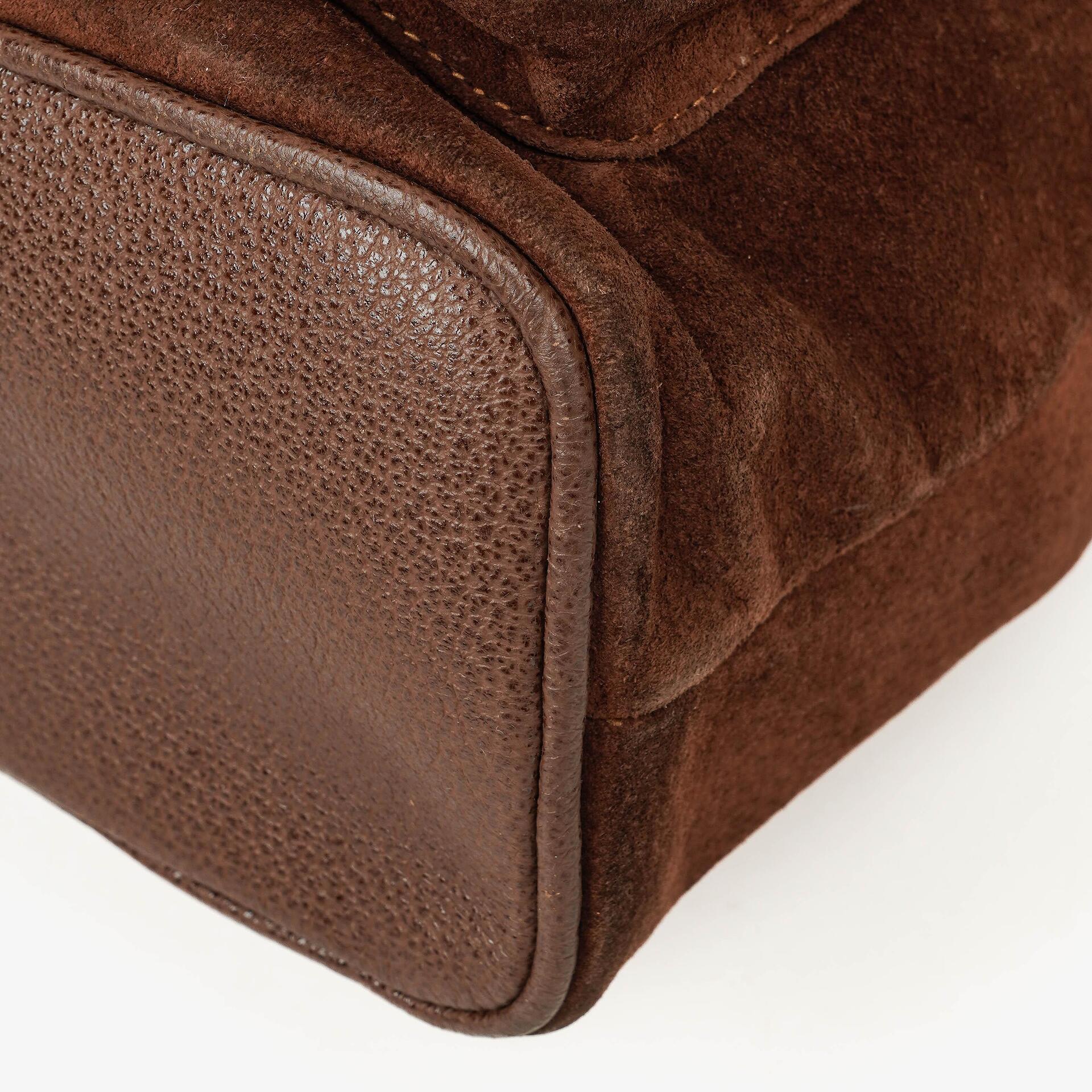 Gucci Vintage Rucksack aus braunem Wildleder und Leder mit Bambus