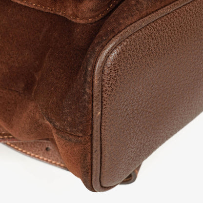 Gucci Vintage Rucksack aus braunem Wildleder und Leder mit Bambus
