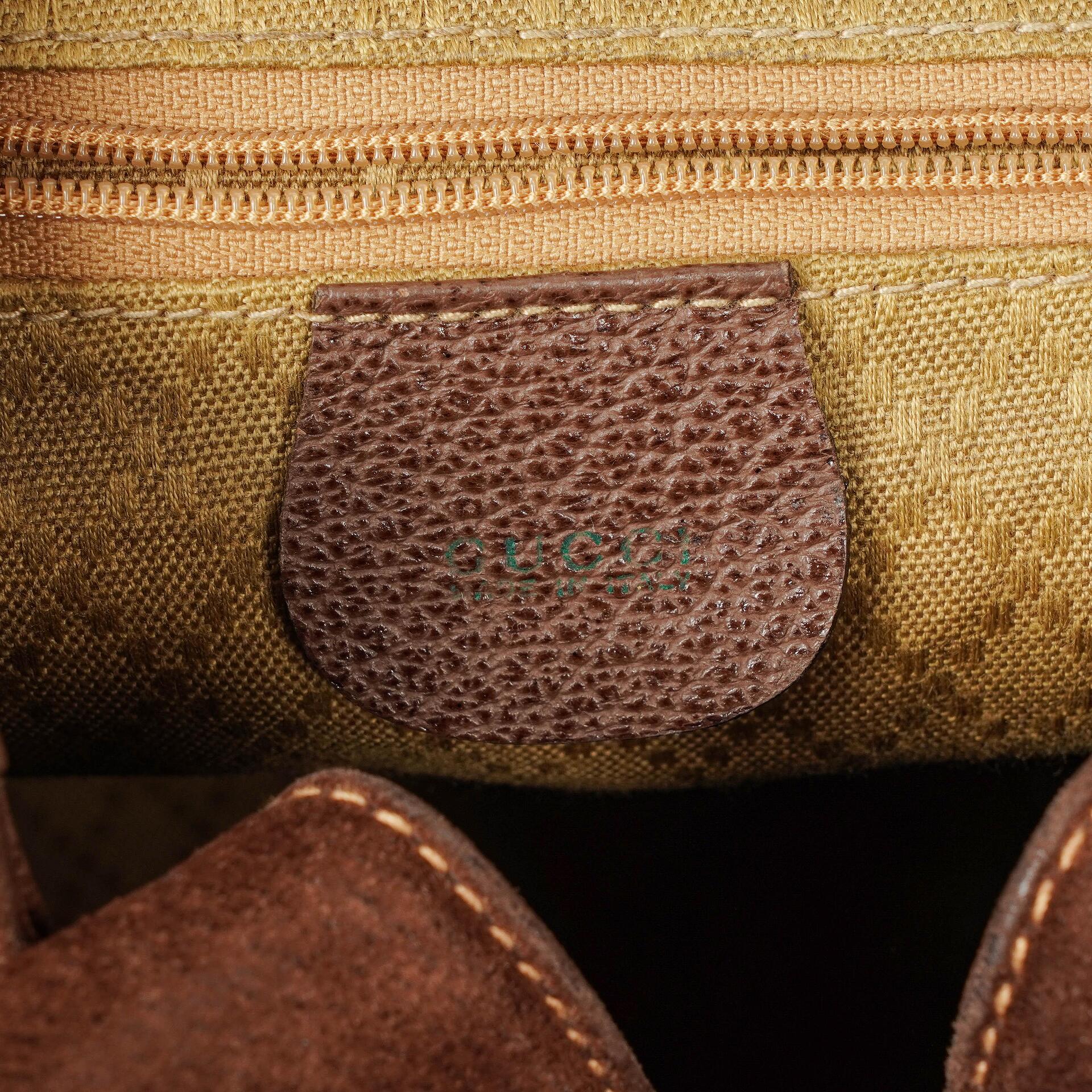 Gucci Vintage Rucksack aus braunem Wildleder und Leder mit Bambus