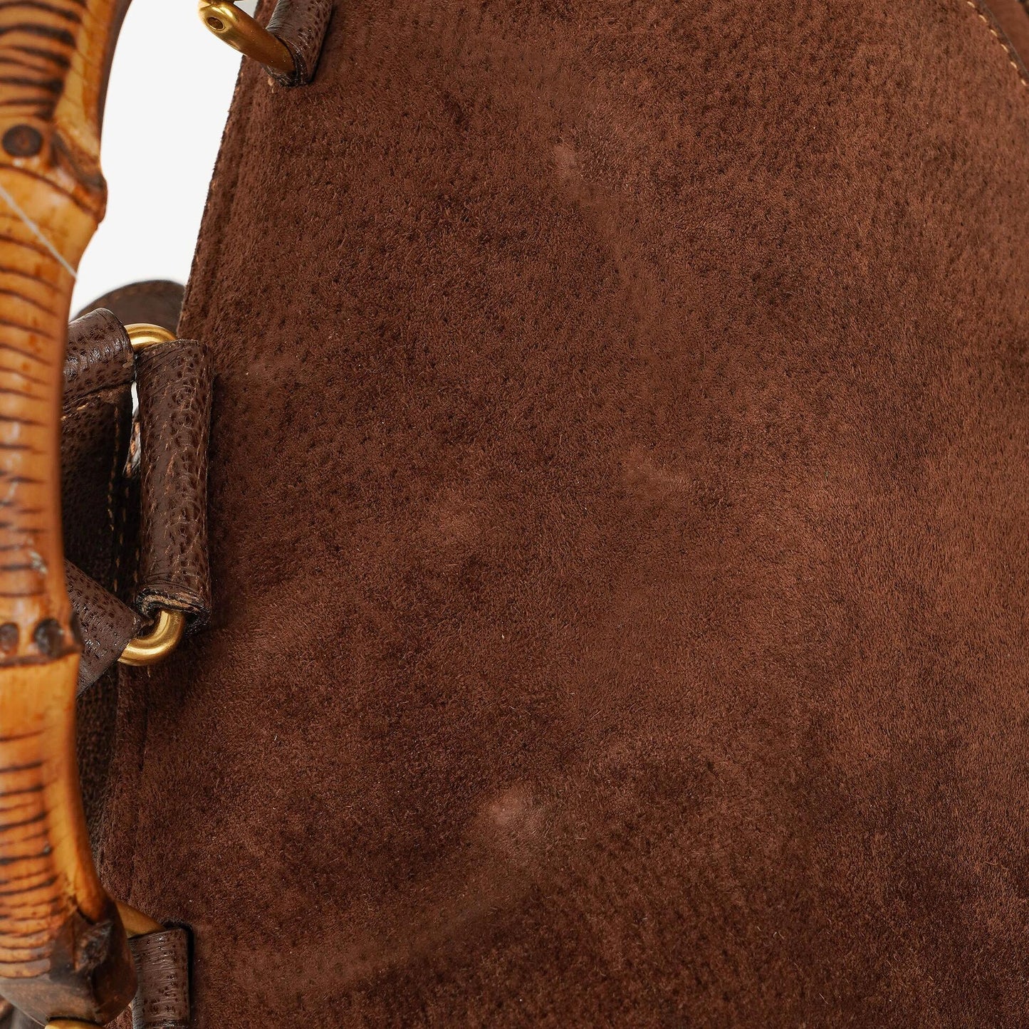 Gucci Vintage Rucksack aus braunem Wildleder und Leder mit Bambus