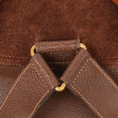 Gucci Vintage Rucksack aus braunem Wildleder und Leder mit Bambus