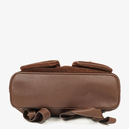 Gucci Vintage Rucksack aus braunem Wildleder und Leder mit Bambus