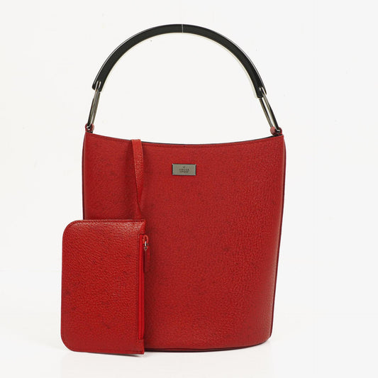 Gucci Vintage Bucket Bag aus rotem Leder mit Täschchen