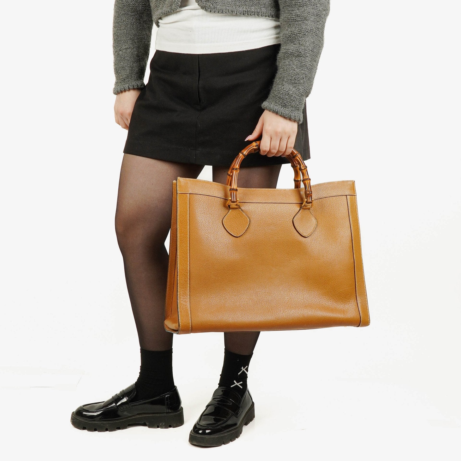 Gucci Vintage Diana Tote aus Leder mit Bambus