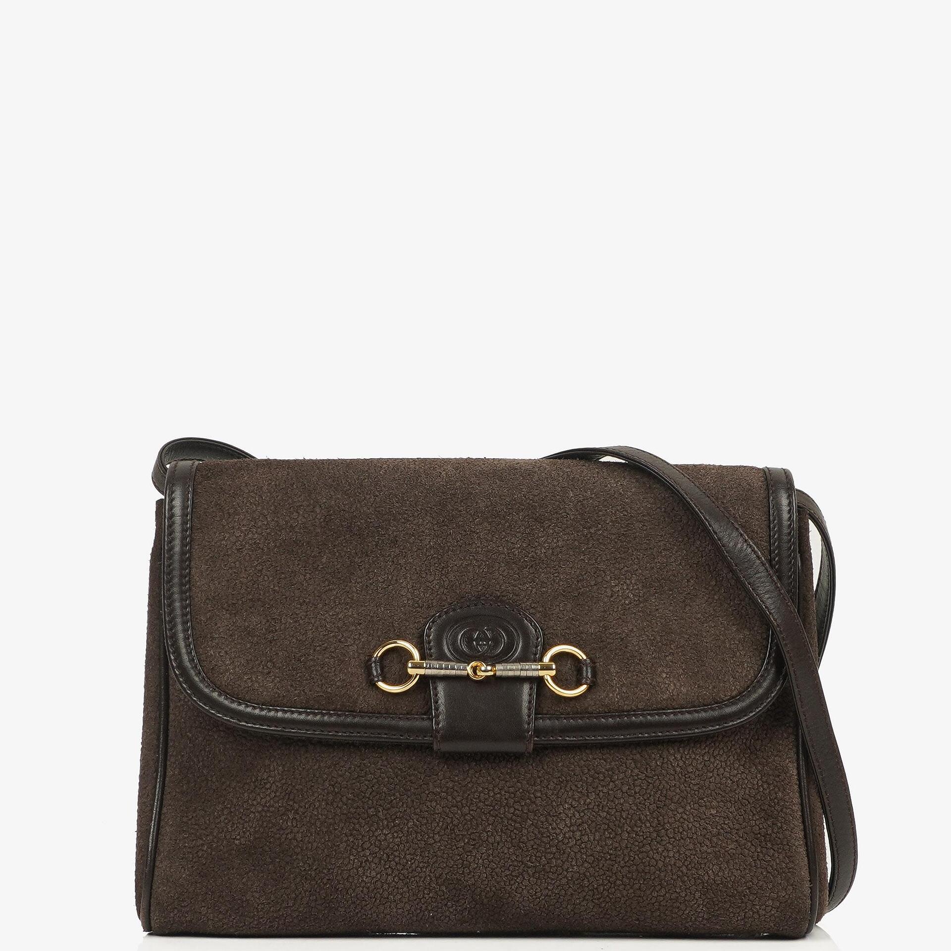 Gucci Vintage Horsebit 1955 Braune Wildleder Tasche
