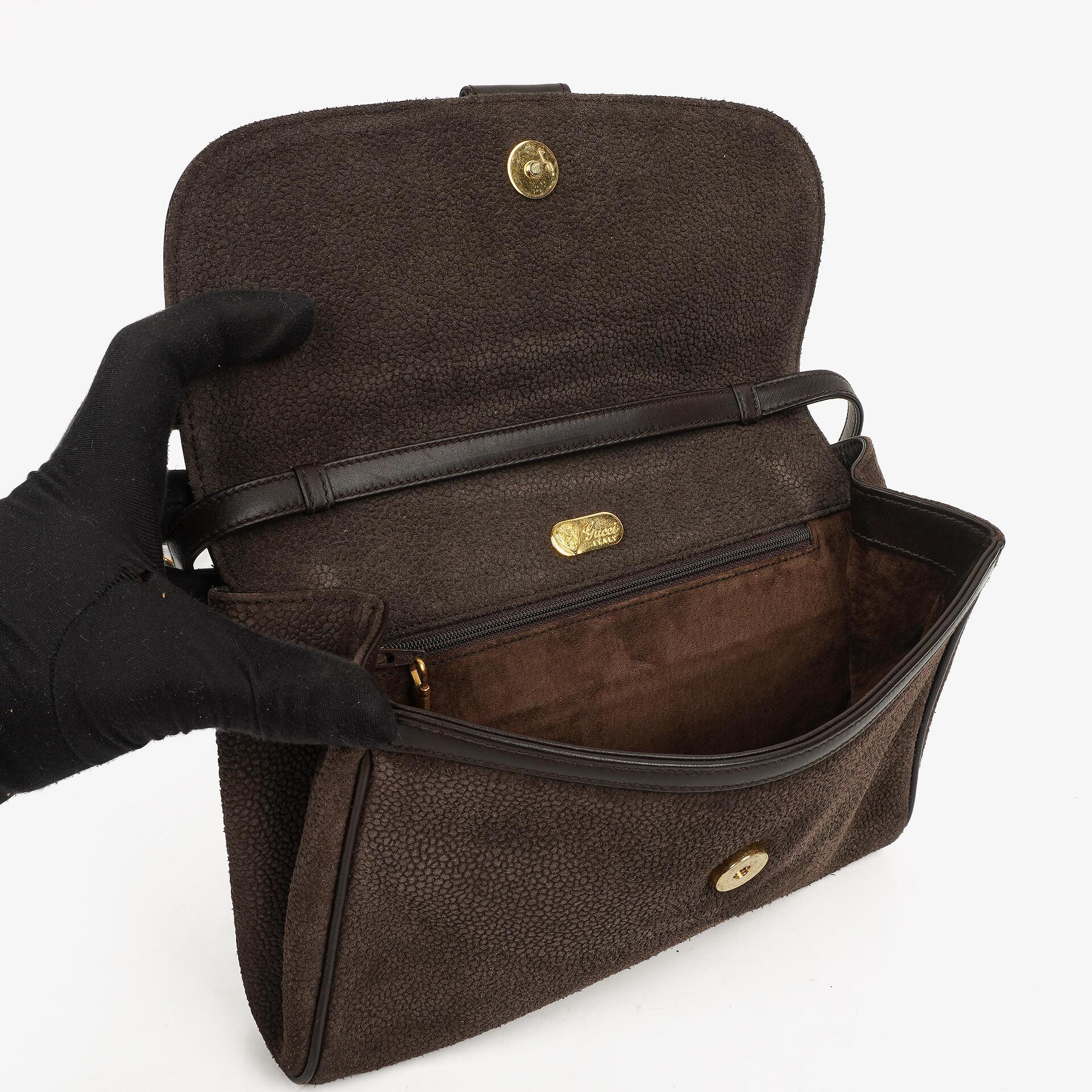 Gucci Vintage Horsebit 1955 Braune Wildleder Tasche