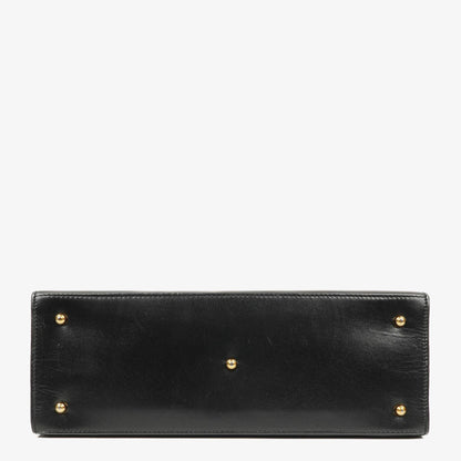 Gucci Vintage Kelly Lady Lock Convertible Top Handle Schultertasche aus schwarzem Leder