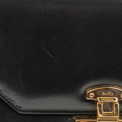 Gucci Vintage Kelly Lady Lock Convertible Top Handle Schultertasche aus schwarzem Leder