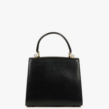 Gucci Vintage Kelly Lady Lock wandelbare Schultertasche aus schwarzem Leder