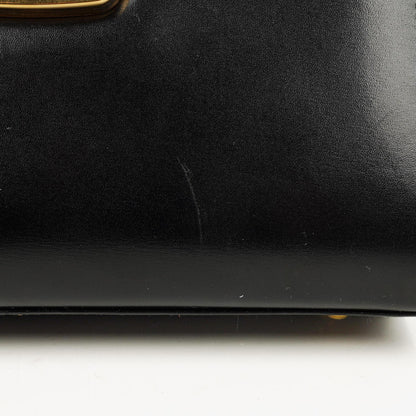 Gucci Vintage Kelly Lady Lock wandelbare Schultertasche aus schwarzem Leder