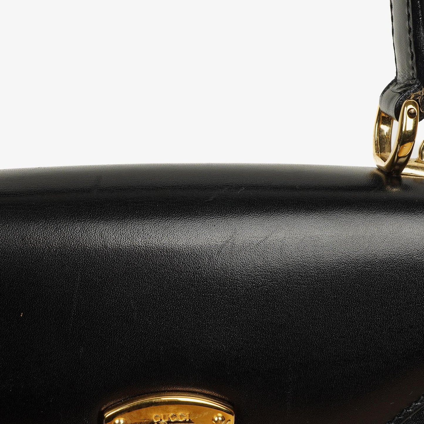 Gucci Vintage Kelly Lady Lock wandelbare Schultertasche aus schwarzem Leder