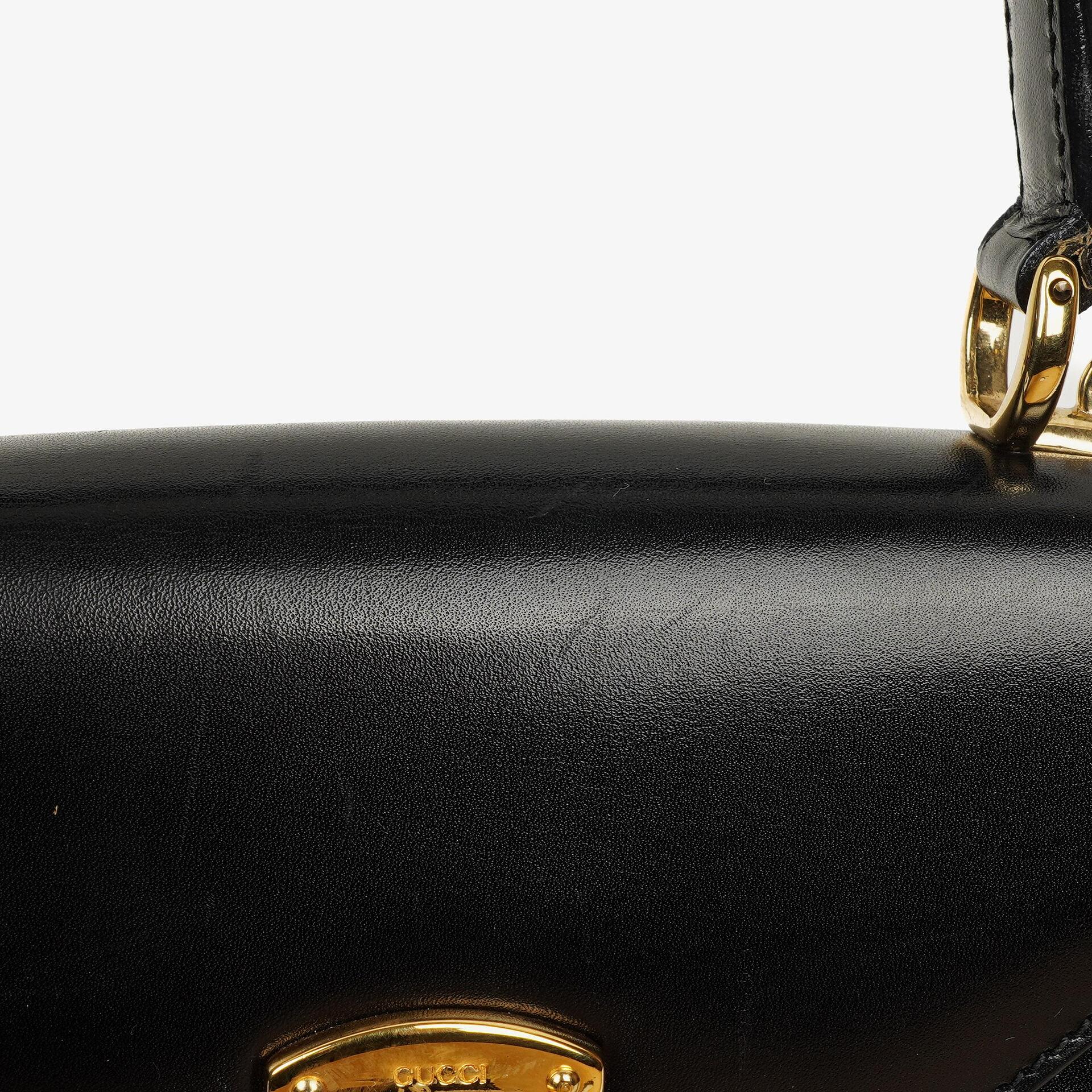 Gucci Vintage Kelly Lady Lock wandelbare Schultertasche aus schwarzem Leder