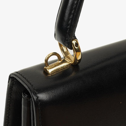 Gucci Vintage Kelly Lady Lock wandelbare Schultertasche aus schwarzem Leder