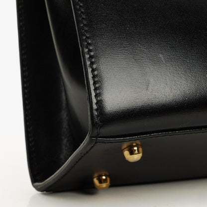 Gucci Vintage Kelly Lady Lock wandelbare Schultertasche aus schwarzem Leder