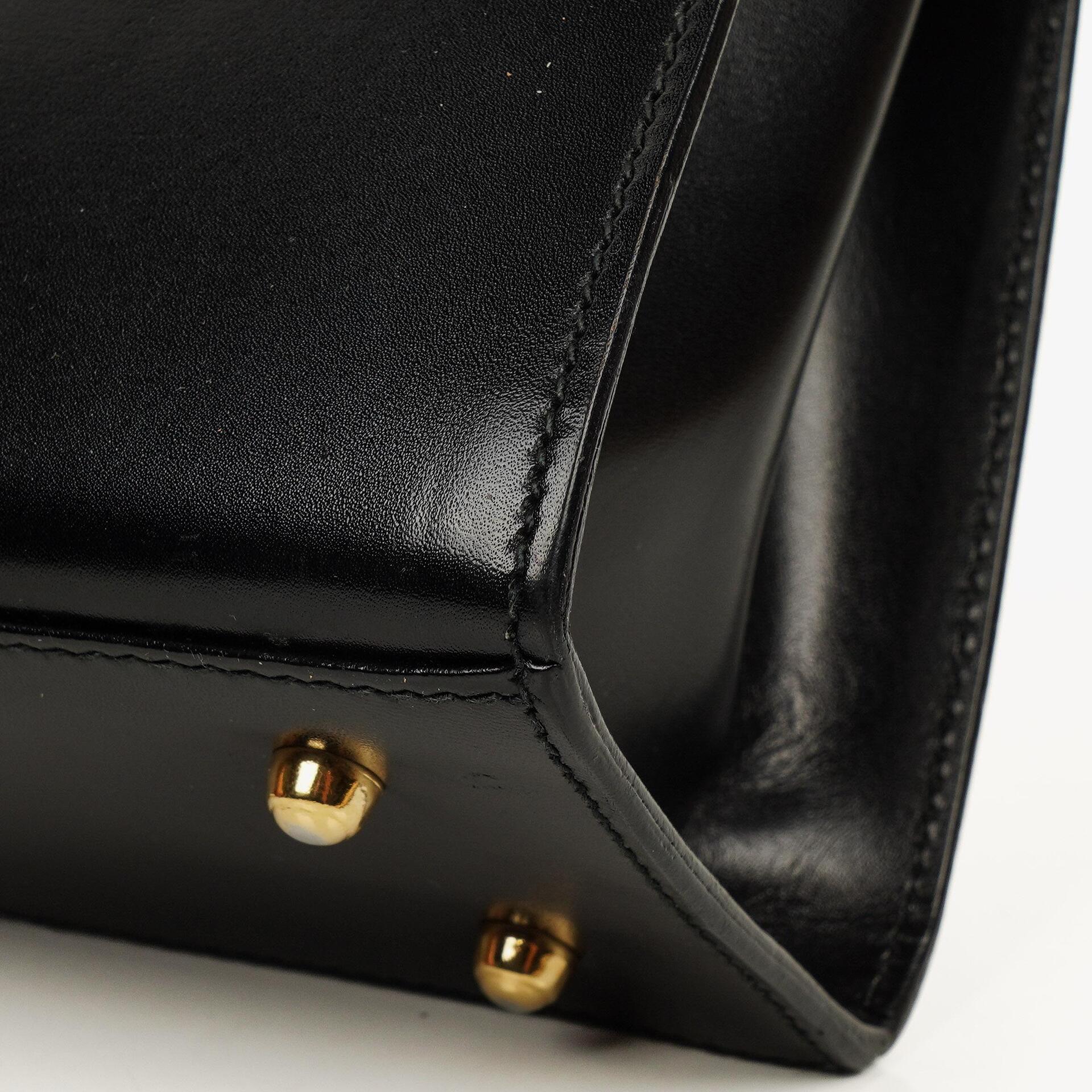 Gucci Vintage Kelly Lady Lock wandelbare Schultertasche aus schwarzem Leder